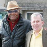 Selectman Bob Sweeney with Louis Young, AKA 'The Captain', a long time Milton Food Pantry Volunteer.