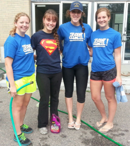 From left:  Secretary Kayla Odegaard’14 of Rockland, Vice President Tamra Adams’14 of Quincy, President Shannon McIsaac’14 of Avon, and Treasurer Anne Callahan ’14 of Bridgewater.