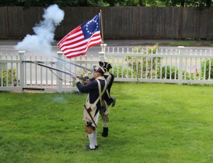 Members of 9th Mass. Regiment “shooting off muskets”