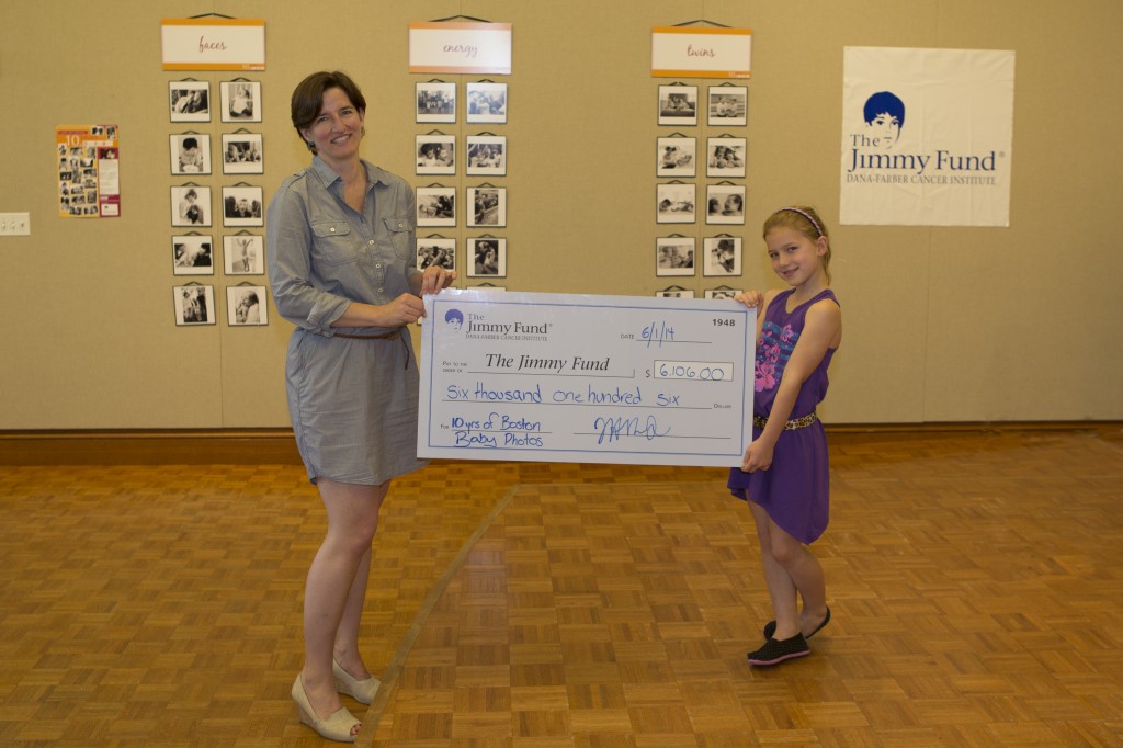 Jess and Annie McDaniel with gift check to Jimmy Fund