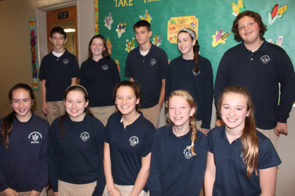 Top row L to R: Sean McA'Nulty, Neamhain Berry, Andrew Cole, Abby DaCosta, Clayton Cetkovic.  Bottom Row: Ryan O'Sullivan, Catherine Mann, Ailish Flynn, Kritsen Burke, Rachel Clark.