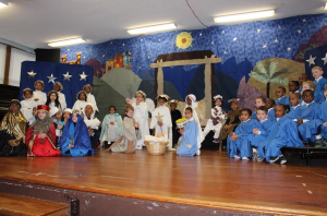 The Pre-K and Kindergarteners performing in The Nativity