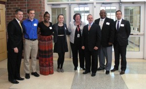 Superintendent Gormley, Principal Jette and MHS staff with Secretary Malone