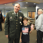 US Army Staff Sgt John McCarthy, along with his nephew, Kevin Carberry, attended the Veteran’s Day ceremonies at Cunningham school