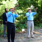 Rabbi Benjamin and David Ehrmann blowing shofars