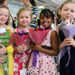 Kindergarteners Grace Harris (Milton), Bridget Hurley (Hyde Park), Zara Carroll (Hyde Park), Kathleen Hurley (Hyde Park.