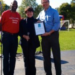 Temple Beth Shalom of the Blue Hills Presdient Karen Friedman-Hanna and Rabbi Alfred Benjamin